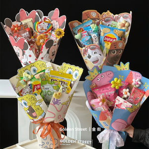Childrens Day Snack Flower Bouquet Material Paper Floral Jelly Pack DIY Lollipop Flower Art Florist  Flowers Bouquet
