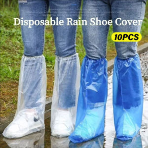 YESPERY 10ชิ้นที่คลุมรองเท้ากันน้ำแบบใช้แล้วทิ้งสำหรับนักเรียนไปโรงเรียนกันฝนผ้าคลุมรองเท้าบู๊ทผ้าคลุมรองเท้าทรงสูง