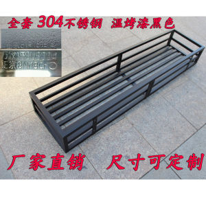 304 Stainless Steel Black Flower Stand Balcony Fence Hanging Suspended Railing Hook Flower Stand Wall Large Flower Basin Shelf