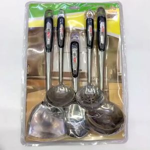 [ชุดเครื่องครัว 5 ชิ้น ของใช่ในครัว สแตนเลสเเท้ แข็งแรง ทนความร้อนได้ดี ทัพพี ตะหลิว]