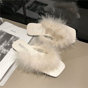 Plus Size Sandals 41-43 Womens Fat Feet Womens Shoes Summer New Arrival Sandals Outdoor Fur Slippers Flats Flip Flops