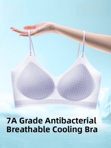 miiow | Ultra-Thin Seamless Cool Sensation Breathable Summer Womens Bra Thin Strapless Underwear Fixed Strap Vest Style Nylon Fabric