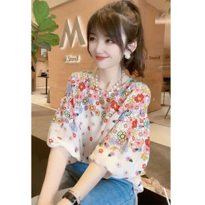 Clearance High-end Loose Floral Print Half-sleeve Shirt