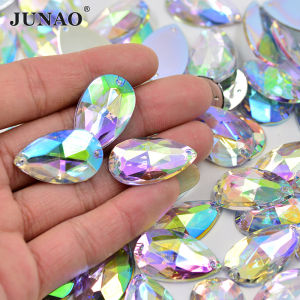 100Pcs 17*28mm Large Sewing Crystal AB Drop Rhinestone Applique Flatback Acrylic Stones Sew On Crystal Strass For Clothes
