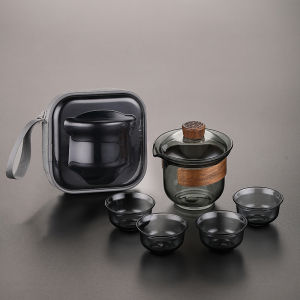 ชุดชาแก้วพกพาสำหรับเดินทาง ถ้วยชาส่วนตัว กระเป๋าใส่ของส่วนตัว ถ้วยชาสำหรับทำชาสำหรับกลางแจ้ง กังฟู ชุดชาแก้ว