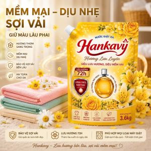 Nước Giặt Xả HANKAVY 6in1 Túi 3.6kg  Giặt Sạch Mềm Vải Lưu Hương Lâu  Giặt Tay Và Giặt Máy