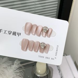 Handmade Cats Eye Diamond Ball Side Light Glass Bead Nail Art Stickers Ceramic Feel Wearable Nails Beauty Nail Patch