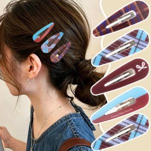 8Pcs 2026 New Fashion Sweet Classic Style Plaid BB Hair Side Clips Vintage Hairpin for Girls Women Korean Hair Accessories