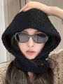 South Korea Fleece Balaclava Hat for Women Easiest for Match Neck Protection Cold Protection in Winter Big Head Circumference Heattech Lei Feng Hat. 
