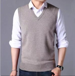 Korean Style Fashion Middle-aged and Elderly Sweater Vest Middle-aged Mens Autumn New Vest Dad Wear Knitted Waistcoat
