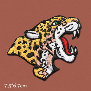 1 Piece Roaring Cheetah Head Symmetrical Sticker for Clothing Iron on Patch Animal Badge DIY Accessories