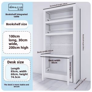 Modern Minimalist Integrated Steel Library Bookcase Home Living Room Balcony Childrens Study Desk Self-Assembly Furniture