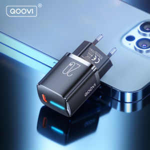 QOOVI GaN 20W USB Type C Charger Mini Quick Charge Wall Adapter Fast Charging Charger For iPhone 16 14 Pro Max 11 X 8 Plus iPad