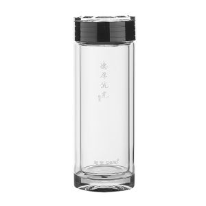 Simple Design High Borosilicate Artificial Crystal Glass Cup with Wood Grain Gift Box Water Cup by SiBao Shop Chinese Style round Shape