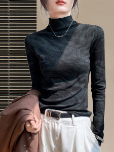High-end Stylish Tie-dye Half-high Collar Long Sleeve T-shirt