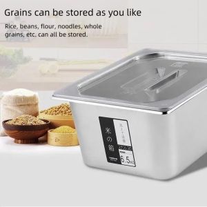 5kg/10kg/15kg/25kg stainless steel rice dispenser storage container Sealed Rice Bucket Storage Box Grain Dispenser Box Japanese-Style Food Container Kitchen Moisture-Proof Rice Barrel Kitchen Decoration Big Sale