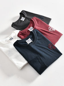 Washed Pure Cotton Long Sleeve round Neck T-Shirt Mens American Retro Style Autumn New Fashion Youthful Vitality Embroidery