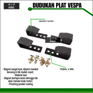 Dudukan plat nomor MAGNET SUPER Vespa matic sprint Primavera LX LXV S dan GTS / breket vespa matic magnet ( bonus 2pcs baut mur) nopol nomer dudukan plat MAGNET BAJA