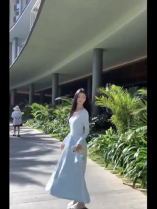 Dress Lengan Panjang Biru Dress Dress Sifon Wanita Pelangsing Dress Style Prancis Rok Panjang Dress A-line Pelangsing Leher Persegi Dress Rajut Biru Muda Prancis Desain Gaya Baru 2025 Mode Rok Panjang Layar Matahari Dress Korean Style Aesthetic Blue Dress