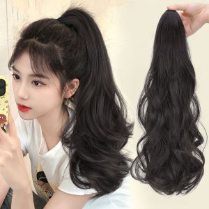 IVY Wig & Hair Extensions & Pads Female Long Hair Clip Natural Simulation Long Curly Hair Big Wave High Horsetail Fashion Wig Long Hair for Women Hair Extension Real Hair