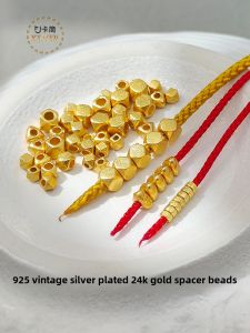 Triangle Separation Beads Gold Plated 925 Antique Silver Jewelry Accessories DIY Bracelet Fragments of Gold Particle Spacer