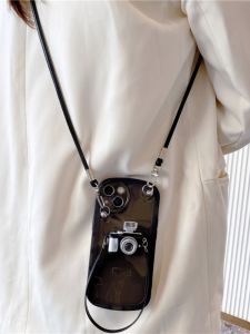 Creative Crossbody Anti-fall Camera Phone Case for iPhone 16 pro Max Apple 17 pro Protective Cover 15 Diagonal 13 Lanyard 14 Female Style 12/11 XS