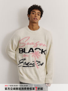 Loose Furry Cashmere Sweater Blackofexit Brand Chinese Trend Embroidery Color Block Men Women Lazy Knitted Shirt Autumn Wear