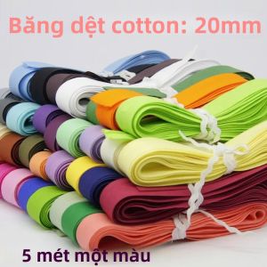 Dây Viền Vải Cotton 20mm 5m Gấp Sẵn Dùng Cho May Vá Trang Trí Phụ Kiện Thủ Công Một Mặt Màu Trơn