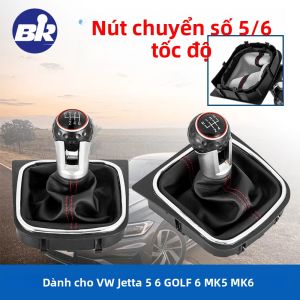 Nút Cần Số Tay Cao Cấp VW Golf Jetta MK6 MK5 Kèm Bao Cần Số 5/6 Cấp Chất Liệu Nhựa ABS Giả Da Phụ Kiện Nội Thất Ô Tô