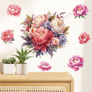Peony Flower 3D Self Adhesive Waterproof Wall Decal Room Bedside Decorative Paper Wall Mural Covering Ugly Wall Sticker