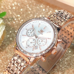 OLEVS Jam Tangan Wanita Anti Air Original Fashion Cewek Korea Terbaru Analog Emas Mawar Women Watch Cod Kirim kacamata hitam