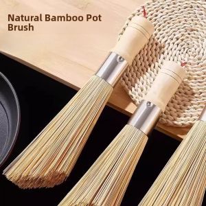 Vintage Bamboo Pot Brush Kitchen Home Use Scouring Brush Commercial Washing Pot Brush Gourd Pulp Brush Head Portable Design