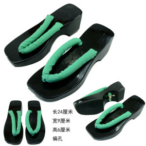 รองเท้าแตะพื้นไม้สไตล์ญี่ปุ่น ทรงสูง ส้นสูง 5-8 ซม. ทรงหัวเหลี่ยม พื้นรองเท้าทำจากยาง พื้นรองเท้าแบบสวมสำหรับใส่ในบ้าน