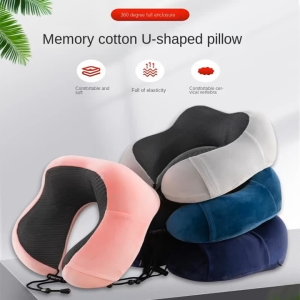 READY Rhodey Bantal Leher Traveling Mobil U Shape Warna Hitam biru pink gray Travel Memory SER43
