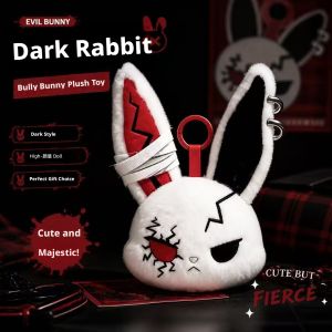 Gothic Bunny Plush Keychain RabbitBag Charm with Bandage Desian Kawaii Key Ring Pendant Car Bag Ornament Gift To