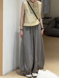 Shalldoer | Chic Anti-Aging Loose Feel High-End Womens Summer 2025 New Wide Leg Pants Vest Two-Piece Set Slimming Loose Fit Style