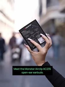 Monster | Monster AirClip AC235 AI Translator Ear Clip Earbuds HiFi Stereo Bluetooth 6.0 Headphone TWS Wireless Sport Earphone with APP
