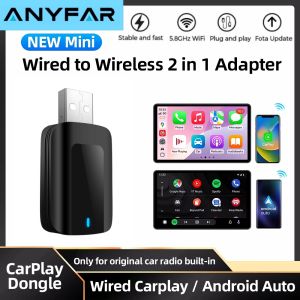 Wireless Carplay Adapter for iPhone Android Auto 2 in1 Wired to Wireless AI Box USB Connection For Volvo Benz Mg Kia Chery VW