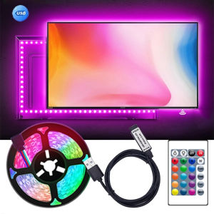 Angelila Dải Đèn LED USB 5V Dải Dải Linh Hoạt RGB 5M Với 24 Phím Dải Đi-ốt LED 5050 Điều Khiển Cho TV Đèn Nền Trò Chơi Bàn Làm Việc Phòng Bếp Phòng Ngủ Trang Trí Tủ