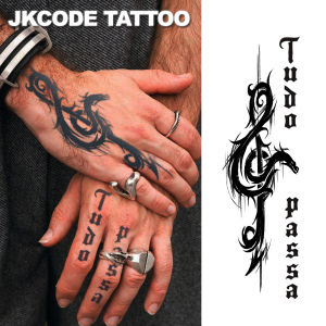 Diablo Gothic Dragon - Everything Passes - Herbal Temporary Tattoo Dark Note Cool Style Dragon Totem - Spanish Text Finger Sticker Graffiti Mens Warm Womens Hand and Neck Dual-Use Tattoo Sticker Long-Lasting Waterproof for 15 Days