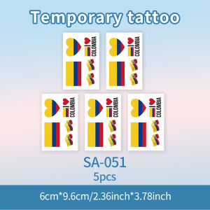 Colombia Flag Temporary Tattoo Sticker Long-lasting and Waterproof Festival Football Soccer Fan Stickers Arm