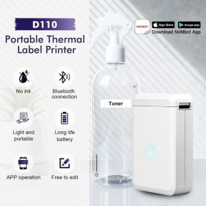 （Free Label） D11/D110 Printer Label Printer Bluetooth Label Maker Printer Thermal Label Printer Portable Printer Wireless Smart Label Printer Inkless Printer Automatic Label Recognition for Android / IOS Phone