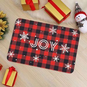 VIKAMA Christmas Gnome Doormat Red Black Buffalo Plaid Three Tomte Gnomes Welcome Mat Xmas Front Entrance Rug Holiday Decor