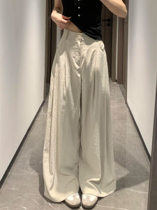 NIANDAIJINGDIAN | White Wide Leg Lightweight Summer High Waist Pants