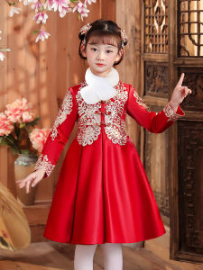 Girls New Year Celebration Tang Style Dress Winter