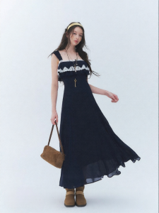 La lune Du ciel | Đầm Dây Viền Ren Vintage Nghỉ Dưỡng
