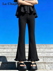 La Chapelle | Summer Lightweight Floral Edge Design Flared Trousers