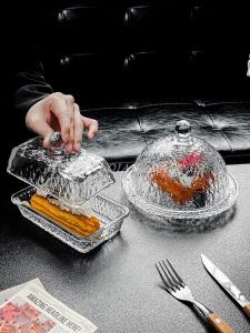 INS Style Glass Dessert Plate Tray with Lid Cake Plate Fruit Sampling Plate Dessert Display Tray Fancy Plate