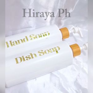 Hiraya Ph Round Soap Dispenser 250ml / 500ml Wooden Bamboo Pump Plastic Bottle for Kitchen and Bath Organizer Team Kahoy