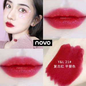 Novo Luxury Velvet Lip Glaze Waterproof Long-lasting Non-stick Cup Small Golden Block Red Lipstick Moisturizing Any Skin Type